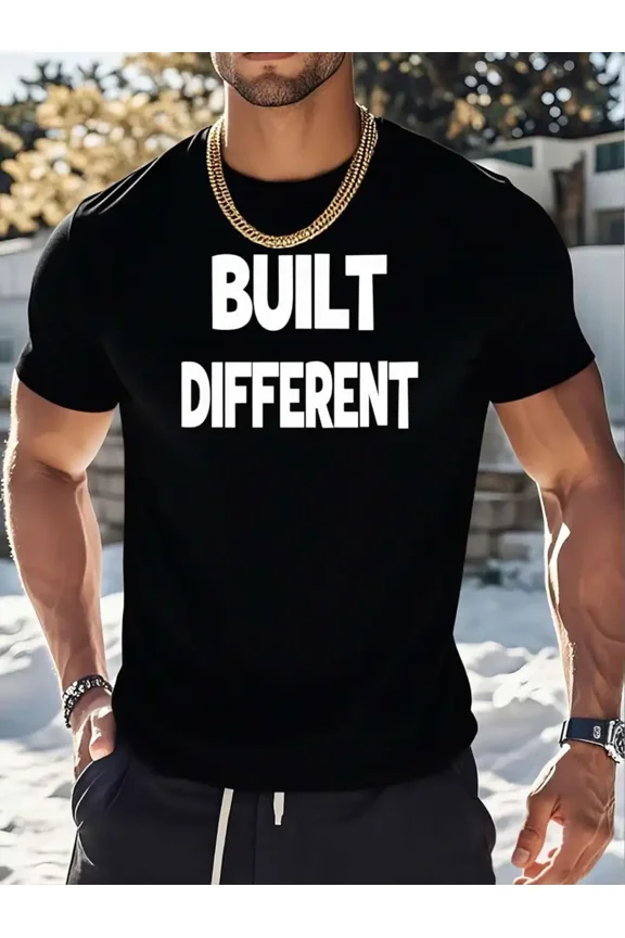 Built Different Inspirational Graphic Men Soft Cotton Short Sleeve Crew Neck T-Shirt