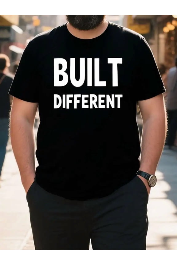 Built Different Motivational Quote Men Heavyweight 100% Cotton T-Shirt