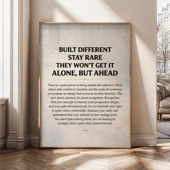 Built Different Stay Rare Alone But Ahead Motivational Entrepreneur Mindset Hustle Quote Poster