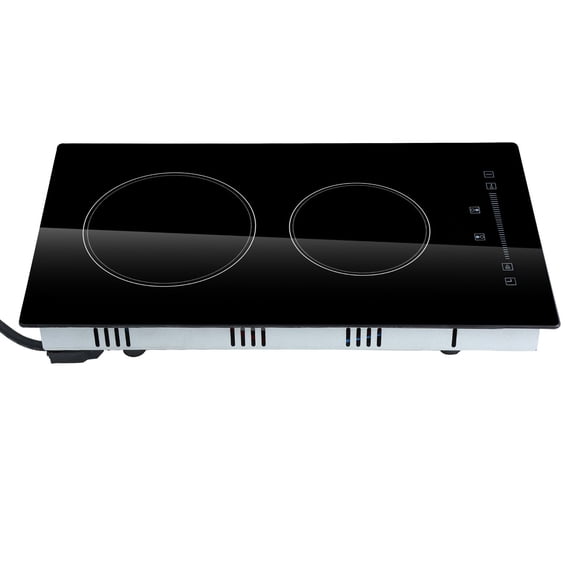 Built in Electric Stove Top 20 x 11.6" 2 Burners 240V Glass Radiant Cooktop with Sensor Touch Control Timer Child Lock 9 Power Levels for Simmer Steam