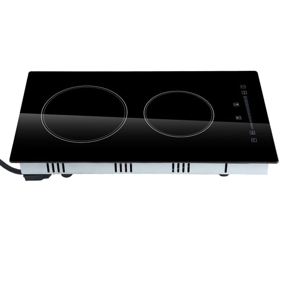 Built in Electric Stove Top, 20 x 11.6 inch 2 Burners, 240V Glass Radiant Cooktop with Sensor Touch Control, Timer & Child Lock Included, 9 Power Levels for Simmer Steam Slow Cook Fry