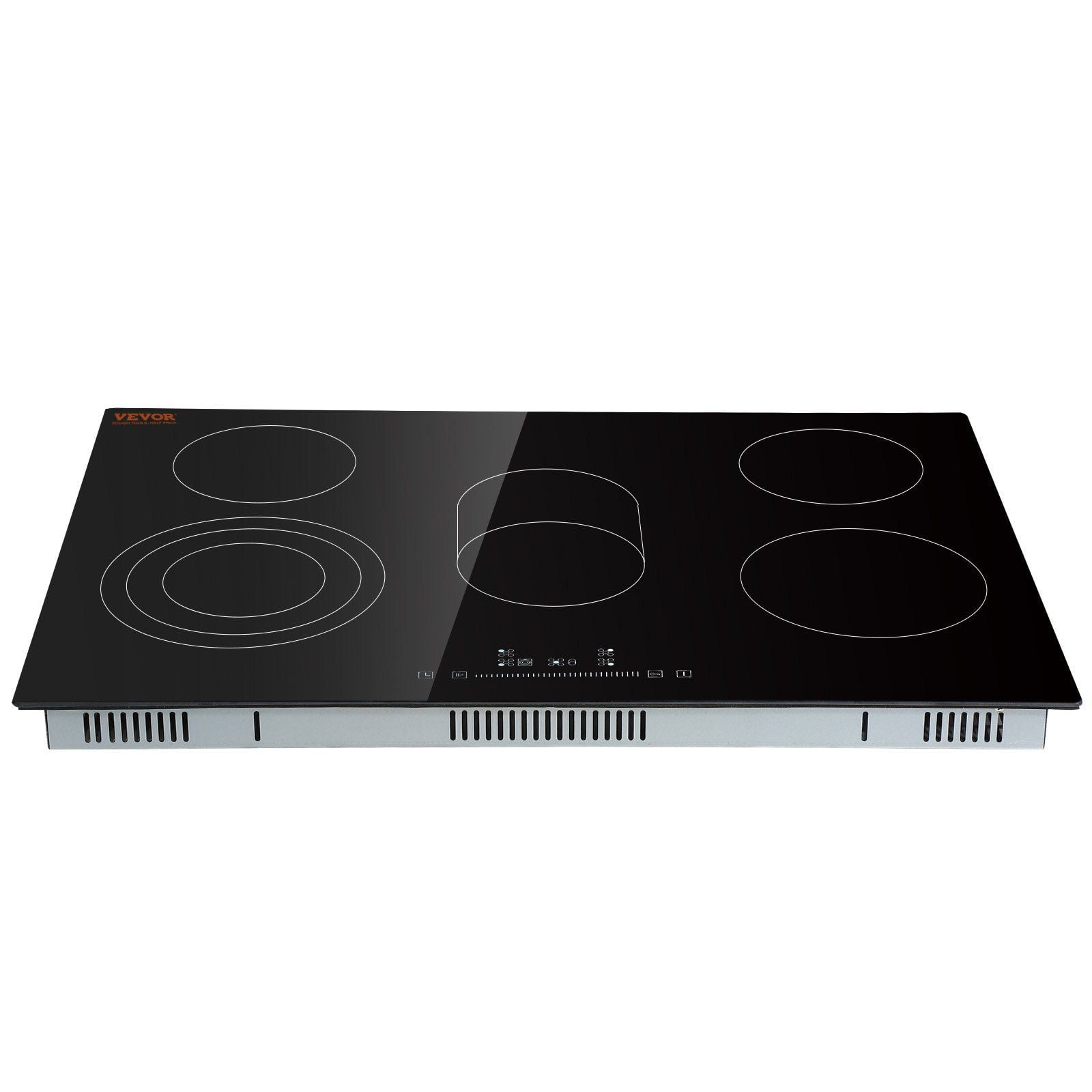 Built in Electric Stove Top 30.3 x 20.5 Inch 5 Burners 240V Glass Radiant Cooktop with Sensor Touch Control Timer Child Lock 9 Power Levels for Simmer Steam Slow Cook Fry