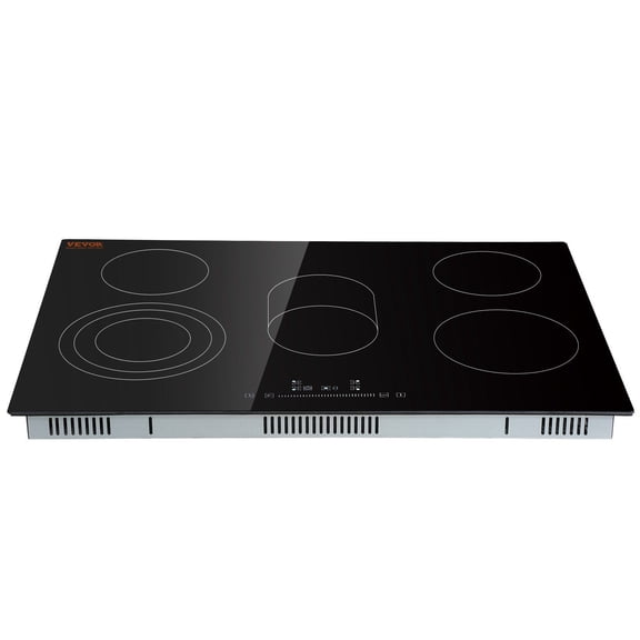Built in Electric Stove Top 30.3 x 20.5 Inch 5 Burners 240V Glass Radiant Cooktop with Sensor Touch Control Timer Child Lock 9 Power Levels for Simmer Steam Slow Cook Fry