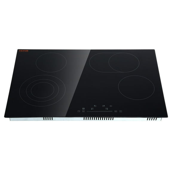 Built in Electric Stove Top, 30.3 x 20.5 inch 4 Burners, 240V Glass Radiant Cooktop with Sensor Touch Control, Timer & Child Lock Included, 9 Power Levels for Simmer Steam Slow Cook Fry