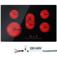 thumbnail image 1 of Built in Electric Stove Top, 30.3 x 20.5 inch 5 Burners, 240V Glass Radiant Cooktop with Sensor Touch Control, Timer & Child Lock Included, 9 Power Levels for Simmer Steam Slow Cook Fry, 1 of 6