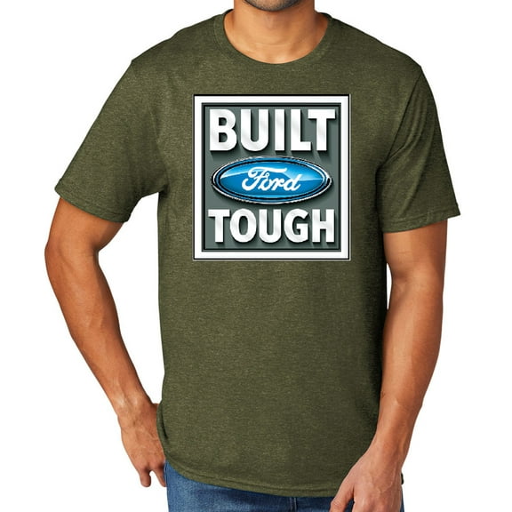 Built Ford Tough Men's TriBlend Tee Shirt, Large Military Green Heather
