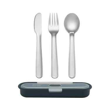 BUILT Gourmet 4 Piece Cutlery Set with Stainless Steel Utensils in Case in Gray