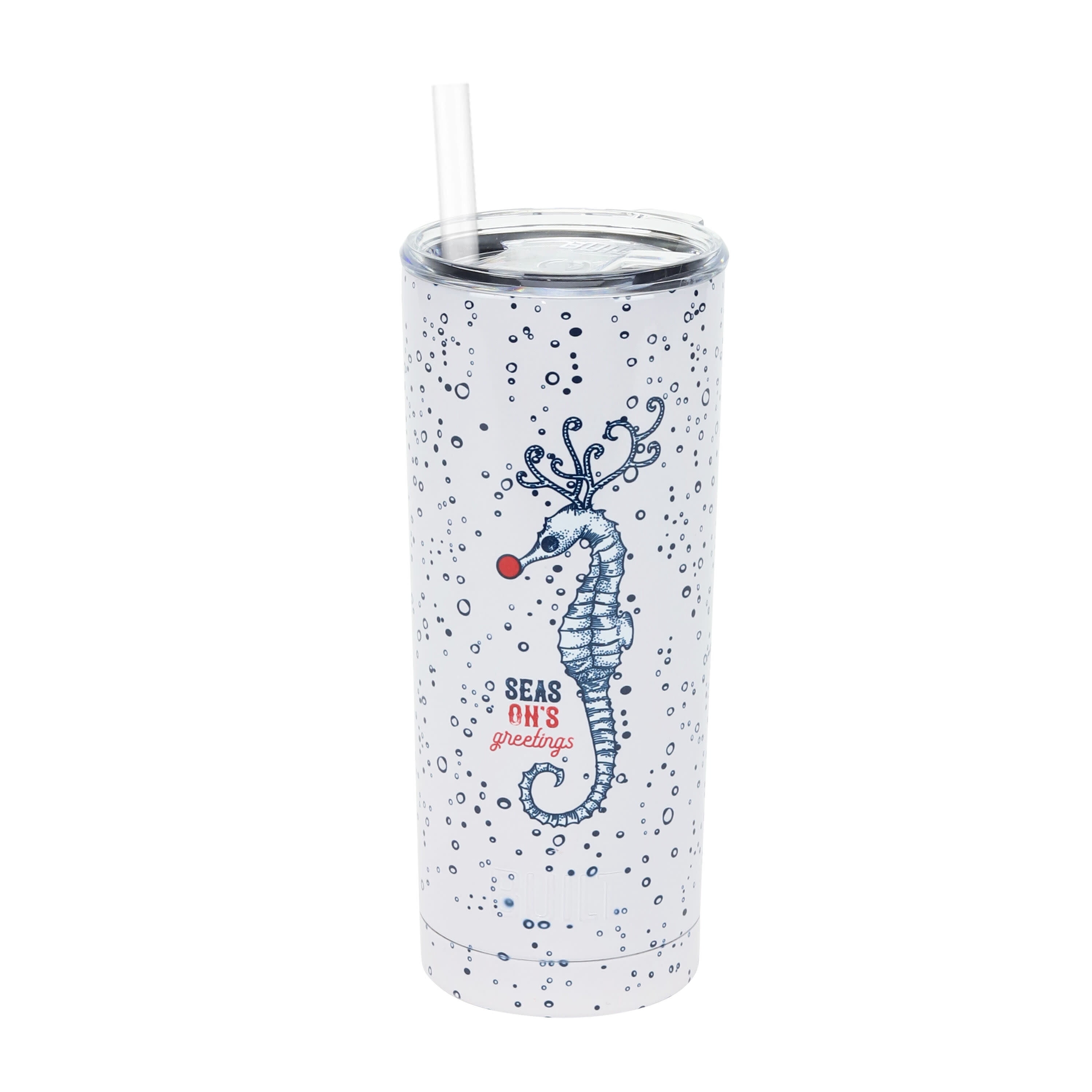 Built Holiday Tumbler with Straw 20oz Stainless Steel White
