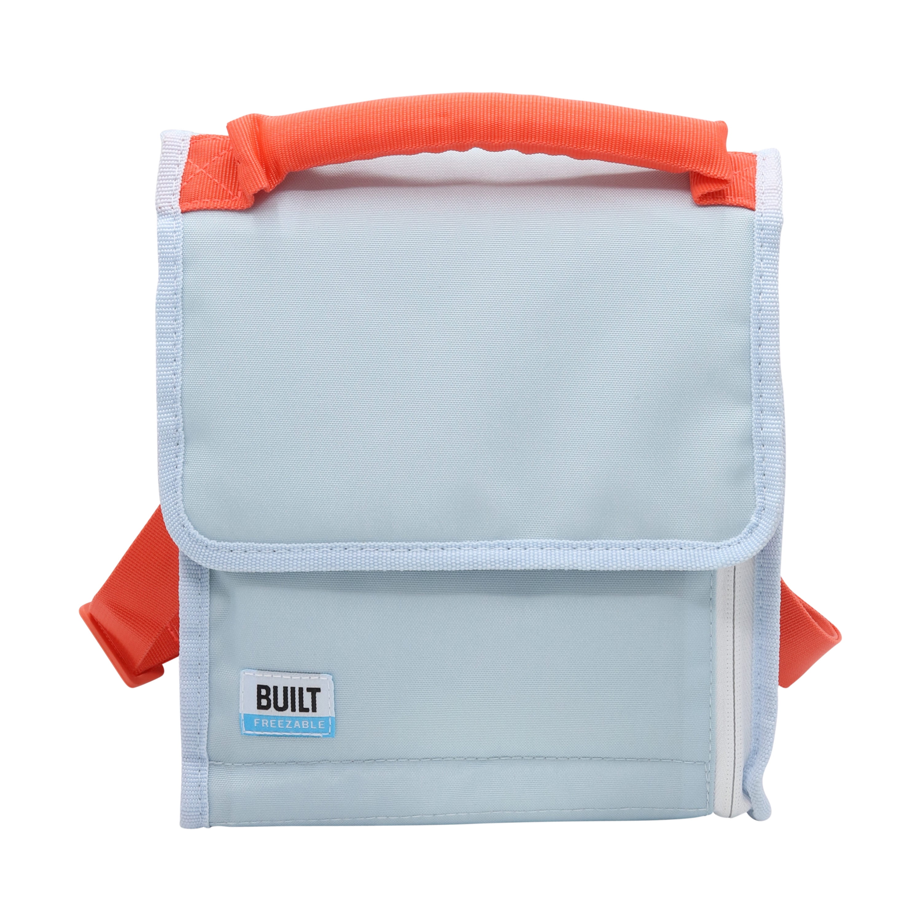 Built Icehouse Gel Cube Insulating Lunch Bag in Ice Blue and Living Coral