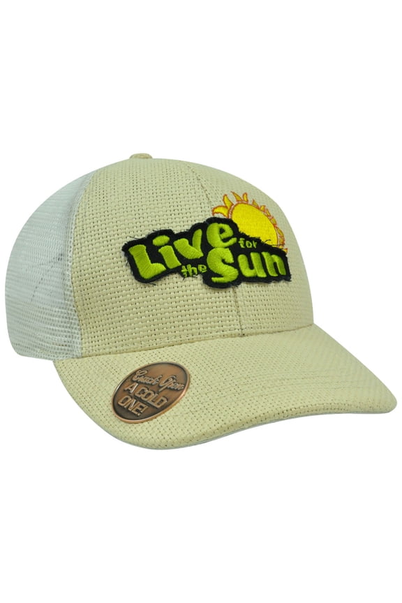 Built In Bottle Drink Opener Snapback Hat Cap Straw Mesh Live For The Sun White