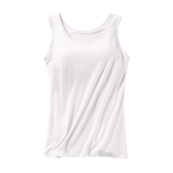 Built In Bra Tank Top 2 In 1 Loose Fit Fashion Summer Tshirt Activewear Gym Sports Wirefree Support Cami Tops Undershirt