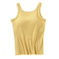 thumbnail image 1 of Built-In Bra Tank Top for Woman Solid Color Padded Vest, Adjustable Straps Sleeveless Long WaistcoaTank Tops, 1 of 3