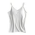 thumbnail image 1 of Built In Bra Tank Tops for Woman's Solid Color With Bra Pads Bra One Vest Camisole Top Tank Tops White, 1 of 7