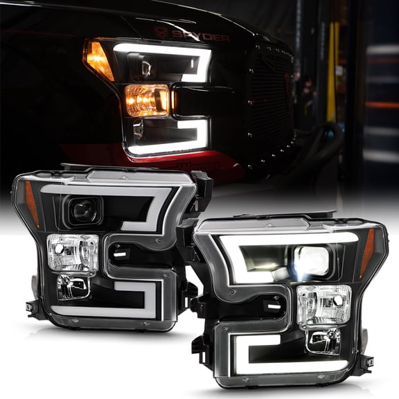 [Built-In LED Low Beam] 2015-2017 Ford F150 Halogen LED Bar Projector Headlights