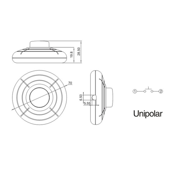 Built-In Pressure Switch For Lamps 250V 2A With White Or Black Plug Connection
