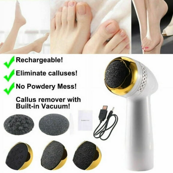 Built-In Vacuum Quartz Grinding Head Rechargeable Electric Foot Grinder for Quick & Gentle Callus Removal