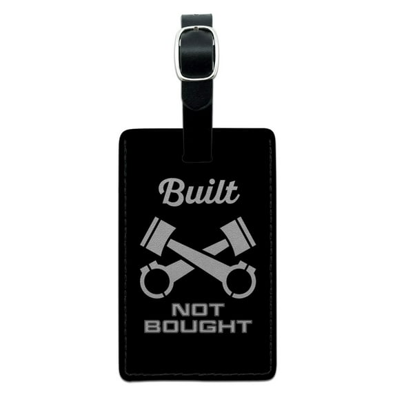 Built Not Bought Rectangle Leather Luggage Card Suitcase Carry-On ID Tag