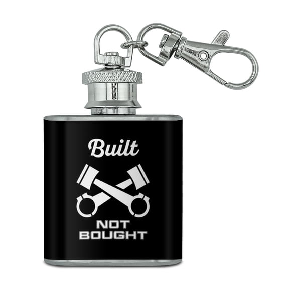 Built Not Bought Stainless Steel 1oz Mini Flask Key Chain
