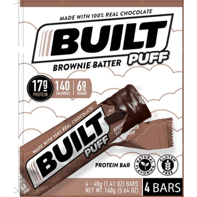 Built Puff Protein Bar, Gluten Free, Brownie Batter, 1.41oz Bars, 4