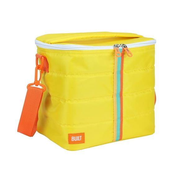 Built Puffer Crossbody Lunch Bag Lightweight, Insulated and Reusable, Yellow Lemon Chrome, 13 Can Capacity