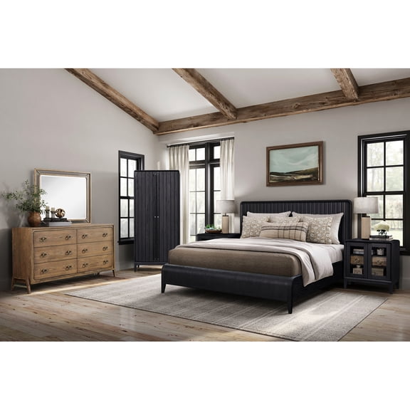 Built Queen Waterfall Bed With Channel Headboard And Peppercorn Texture Attractive Made Panel Solid Wood