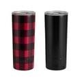 thumbnail image 1 of Built (Set of 2) 20-Ounce Double Wall Stainless Steel Tumblers, 20-Ounces, Buffalo Plaid and Black, 1 of 14