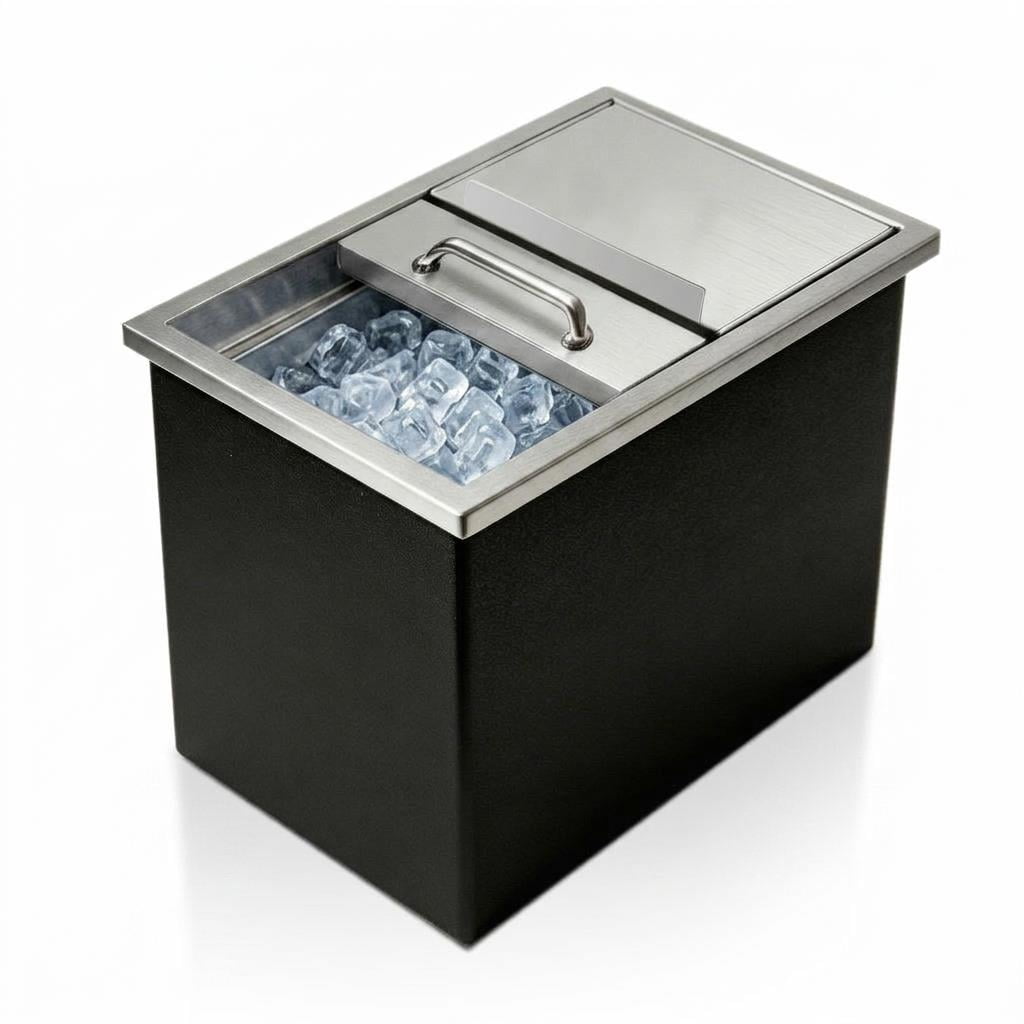 Built In Style Commercial Ice Bin,Drop In Ice Chest With Compact Design,Heavy Duty Stainless Steel And Leak Proof Drain System,Stainless Steel Ice Cooler For Patio Or Kitchen Island