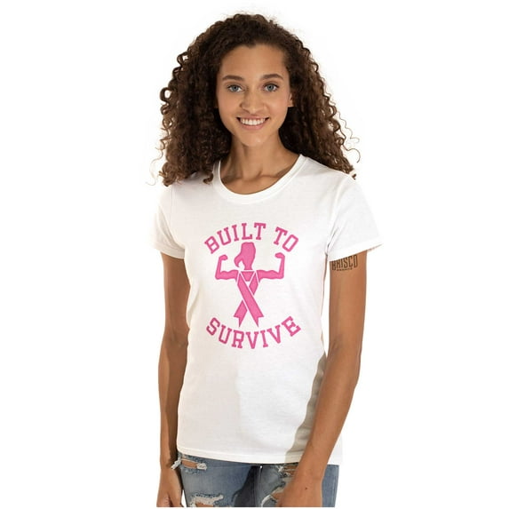 Built Survive Breast Cancer Awareness Womens Fitted Plus Size Graphic Tee Brisco Brands 3X