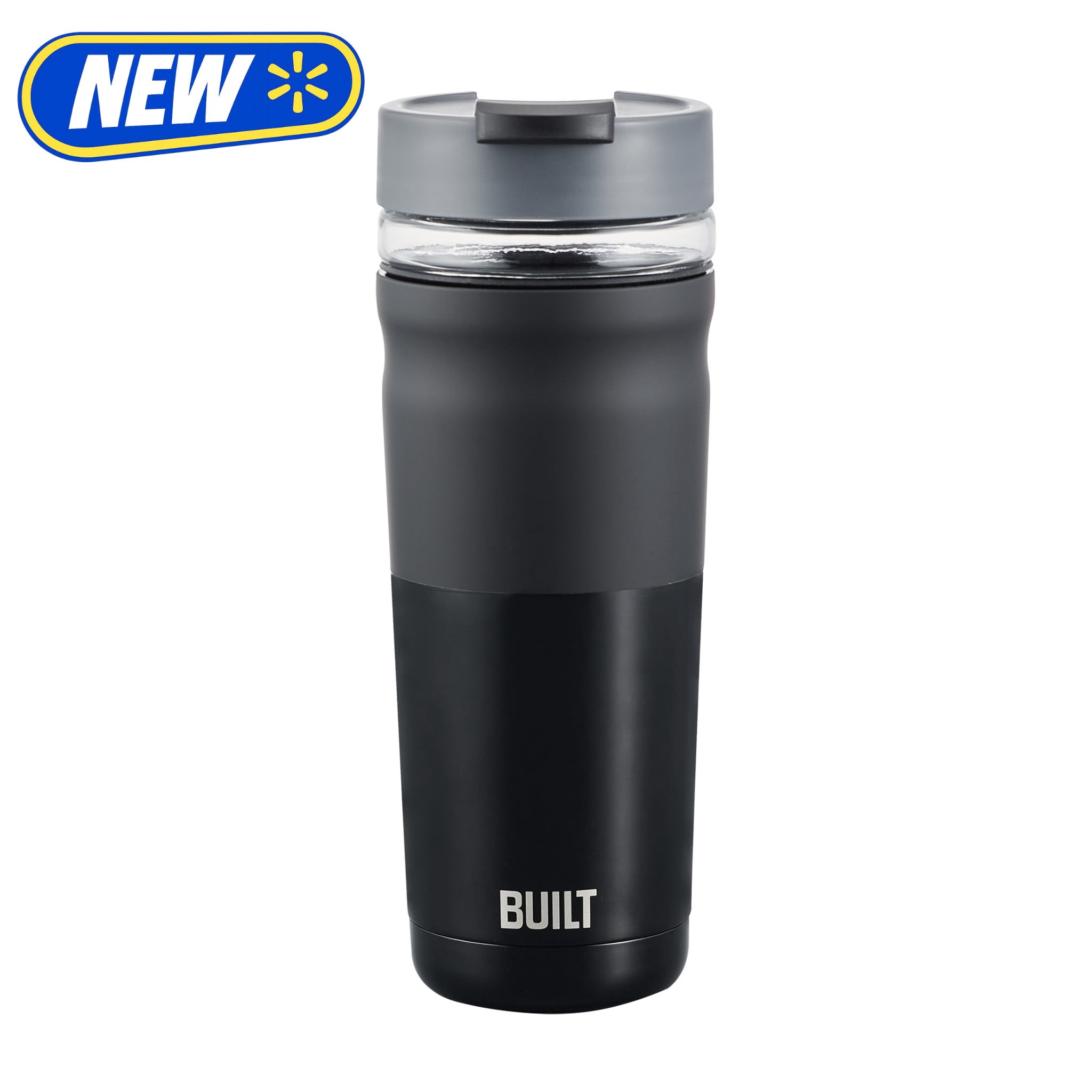 Built Glassx 20 oz Two-Tone Black Insulated Stainless Steel Tumbler with Glass Interior