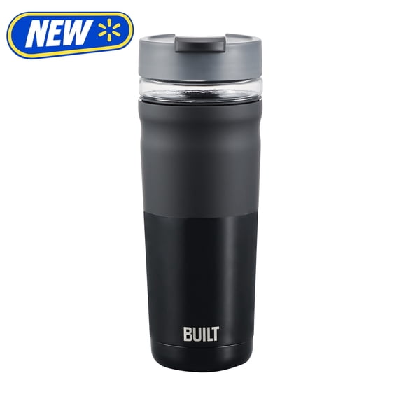 Built Glassx 20 oz Two-Tone Black Insulated Stainless Steel Tumbler with Glass Interior