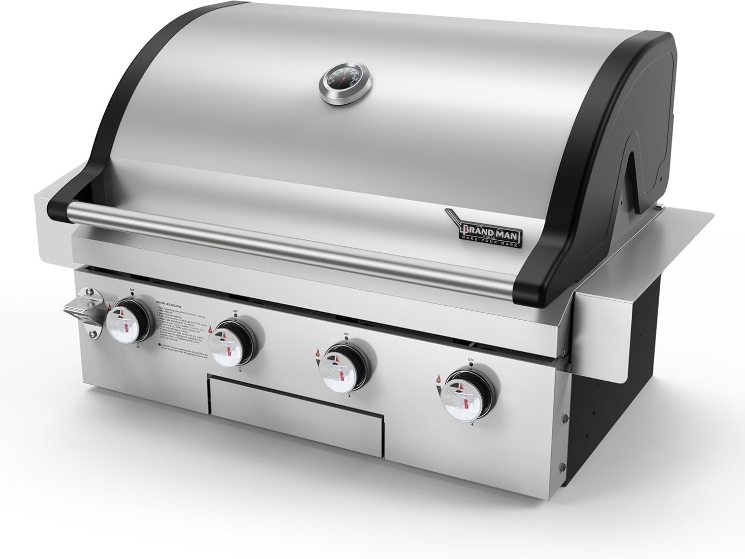 30-Inch 4-Burner Propane Grill with Built-in Gas Grill Island Head, LPG/NG Convertible, 40,000BTUs and Heavy Duty 304 Stainless Steel, BBQ Outdoor Kitchen (Brand-Man Grills)