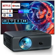 [Built-in APPs] ARTSEA Smart Projector with WiFi and Bluetooth,Tripod Including,2025 Upgrade Android TV OS,4K Support Native 1080P,Keystone Correction,Compatible with Smartphone/Laptop/TV Stick,Black