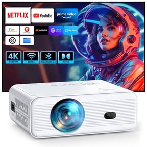 [Built-in APPs] ARTSEA Smart Projector with WiFi and Bluetooth,Tripod Including,2025 Upgrade Android TV OS,4K Support Native 1080P,Keystone Correction,Compatible with Smartphone/Laptop/TV Stick,White