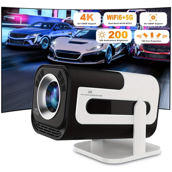 [Built-in Application] Projector, Native 720P Supports 4K, 1080P Full HD, 270 Rotation 4K Projector, Portable Projector WiFi 6 And Bluetooth 5.2 Support, with Automatic Keystone Correction Function.