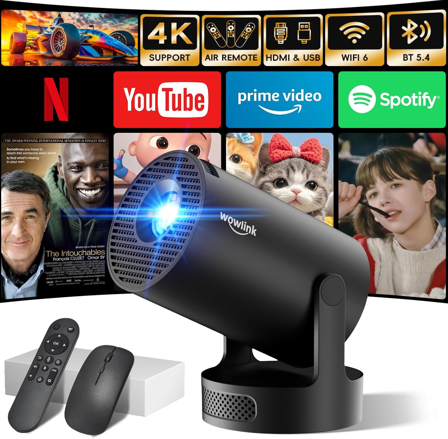 Built-in Apps & 2025 Upgraded] Mini Projector with WiFi 6 and Bluetooth ...