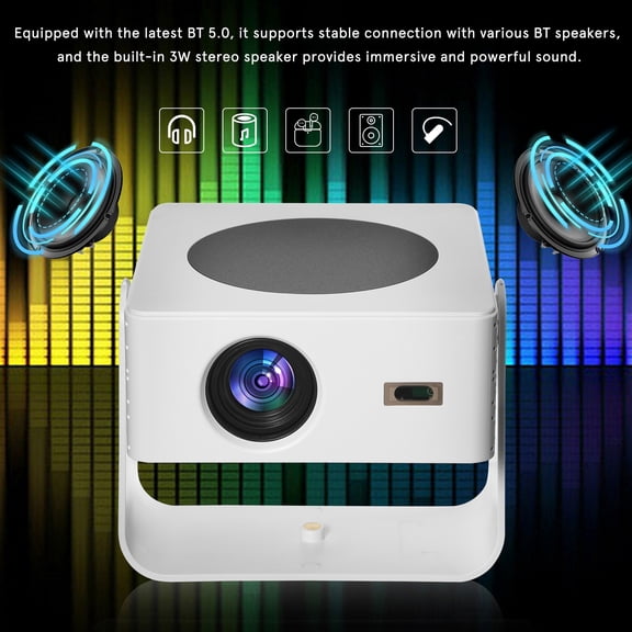 Built-in Apps & 2026 Upgraded Mini Projector with Wi-Fi & Bluetooth, 1080P 4K Support Full HD, Auto Keystone 360 Portable Home Cinema Smart Projector