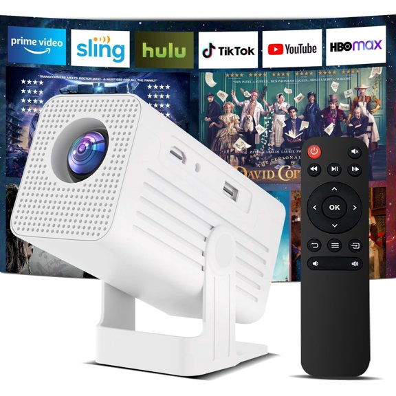 [Built-in Apps & 4K Support ] Mini Projector with Wifi and Bluetooth,Portable Projector Native 1080P Support Auto Keystone Movie Projector Compatible with HDMI/USB/iOS/Android,135 for Home,Outdoor