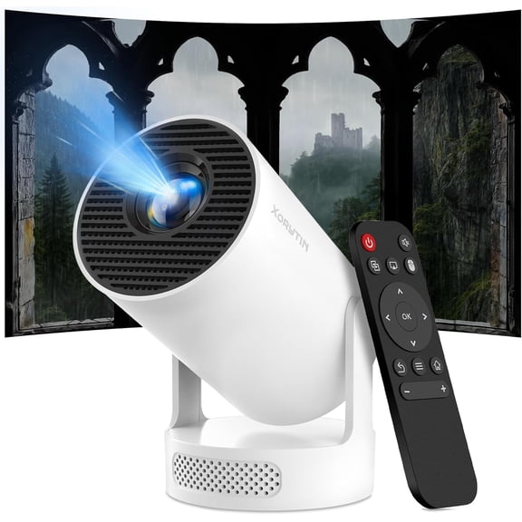 Built-in AppsMini Projector with Wifi and Bluetooth, Support 4K, Portable Projector, 5W Sound Base Speaker, 170 ANSI, Android, Auto Vertical Keystone 210 Rotatable Proyector