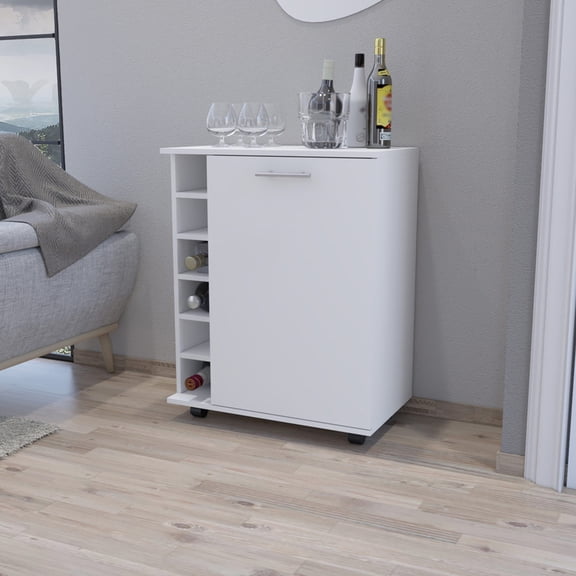 Built-in Bottle Rack, Smooth Rolling Wheels | For Living Room Events, Keeps Drinks in Order and Movable