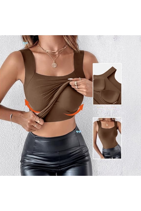 Built-in Bra Camisole for Women - U Neck High Stretch Shapewear, Slim Fit Sleeveless Tank for Any Occasion