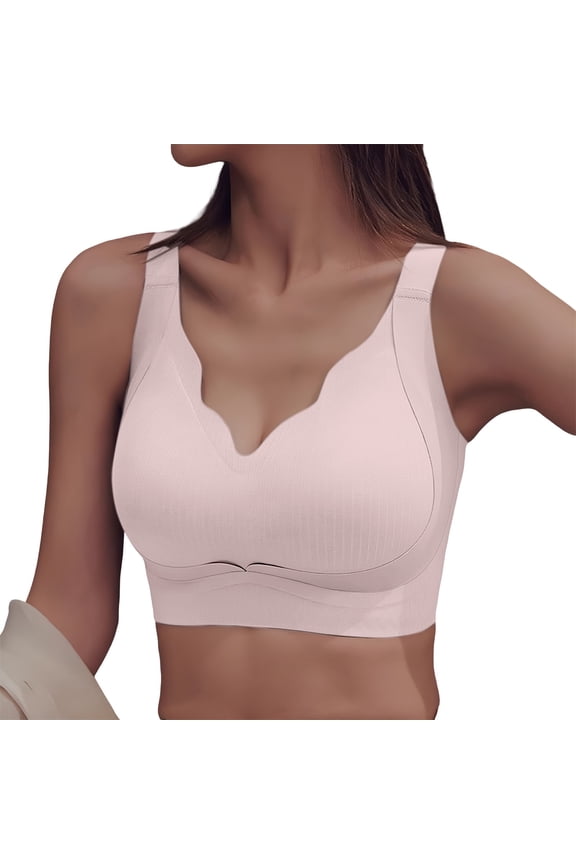 Built-in Bra Pajama Set - Petite Length Tunic Top & Wide Leg Sleep Pants (Black/Grey/Pink, M-XXXXL) | Hontri | Womens Wireless Bra Gather Bra Anti Sagging Breasts Support Pushup (Pink | XXL)