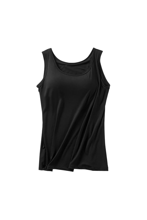 Built-in Bra Tank Tops Sleeveless Casual Shirts Padded Bra Bra Tanks Camisole Loose Fit Gym Tops Athletic Yoga Shirts Basic Cami Tanks Cotton Tank Top Adjustable Wider Strap Basic Tee Black XL