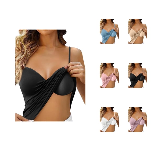 Built in Bra Tank Tops for Women 2026 Adjustable Spaghetti Strap Cami Tank Undershirts Shelf Bra Camisole Tops