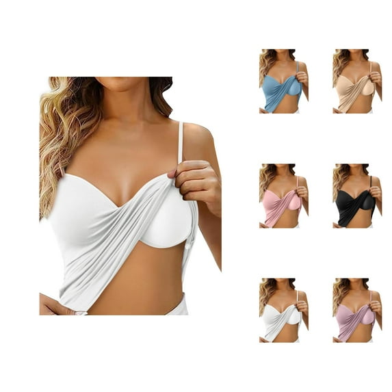 Built in Bra Tank Tops for Women 2026 Adjustable Spaghetti Strap Cami Tank Undershirts Shelf Bra Camisole Tops