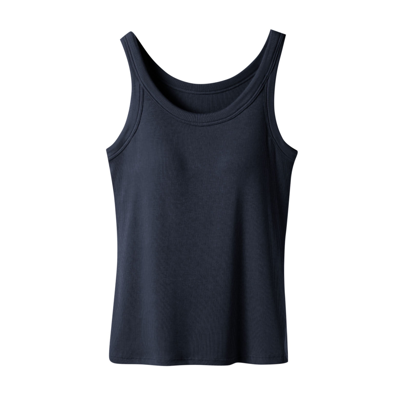 Built in Bra Tank Tops for Women Crewneck Camisole Tops Sleeveless Cami Shirts Ribbed Knit