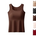 thumbnail image 1 of Built in Bra Tank Tops for Women Over 40 Tummy Control Wide Strap Camisole Seamless Shaper Shelf Bra Tanktops （Coffee,L）, 1 of 10
