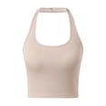 thumbnail image 1 of Built in Bra Tank Tops for Women Square Neck Sleeveless Backless Camisoles Ribbed Breathable Seamless Stretch Athletic Shirt Beige, Size L, 1 of 7
