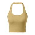 thumbnail image 1 of Built in Bra Tank Tops for Women Square Neck Sleeveless Backless Camisoles Ribbed Breathable Seamless Stretch Athletic Shirt Yellow, Size XL, 1 of 5