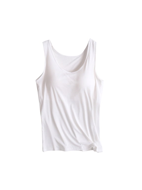 Built in Bra Tank Tops for Women Summer Basic Padded Yoga Shirt Shelf Bras Workout Camisole Casual Undershirt