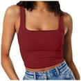 thumbnail image 1 of Built in Bra Tank Tops for Women Summer Sleeveless Racerback Square Neck Casual Basic Ribbed Tops RD1 S, 1 of 4